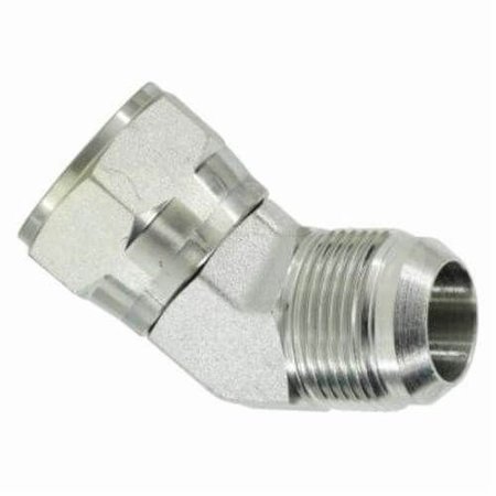 MIDLAND METAL Swivel Nut Elbow, 7814 Nominal, Female JIC Flare x JIC Flare, 45 deg, Steel 650210